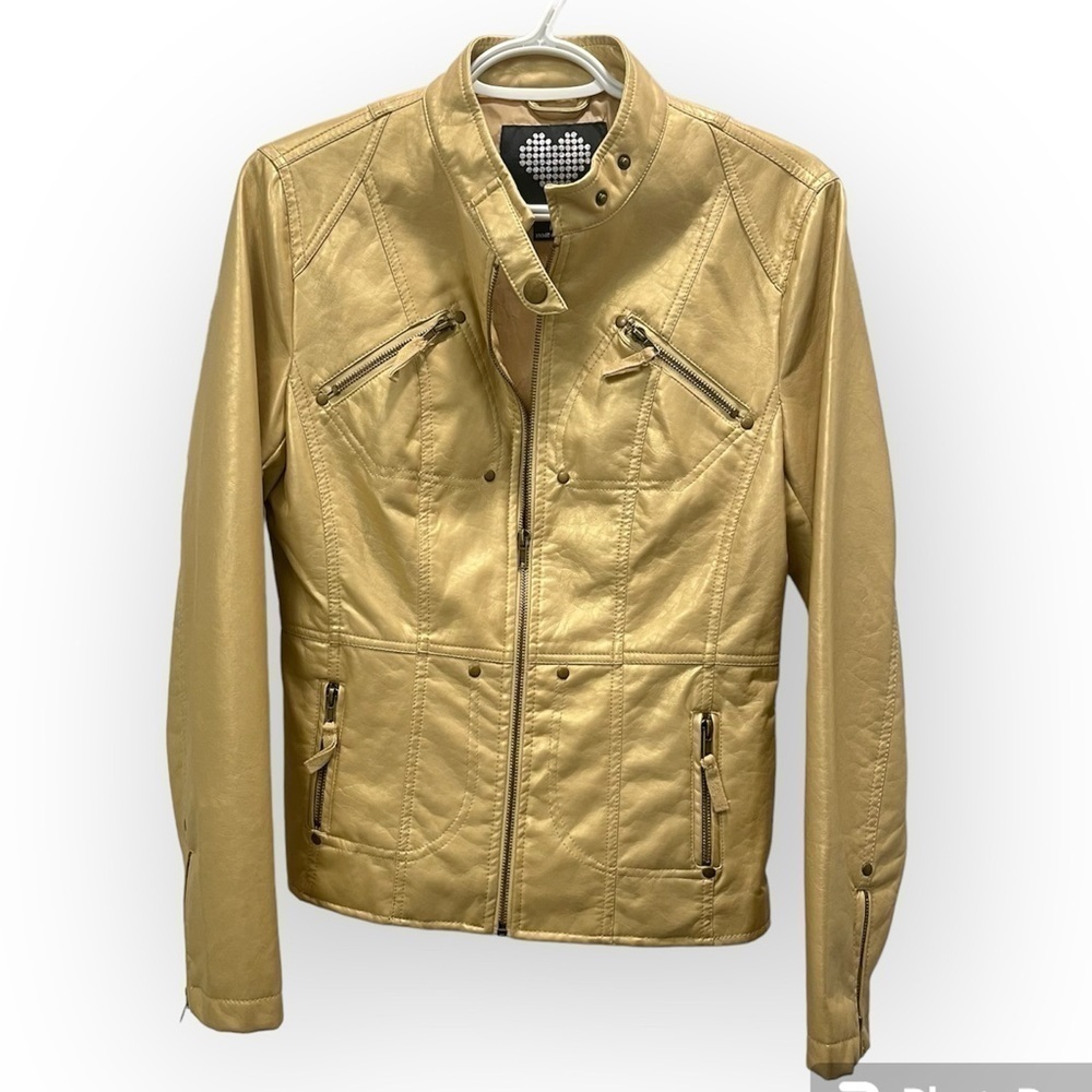 Gold metallic faux leather jacket